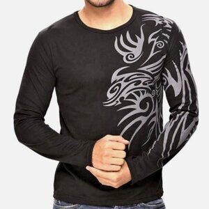 M🐉 Tribal Tattoo Graphic Long Sleeve Top Unisex